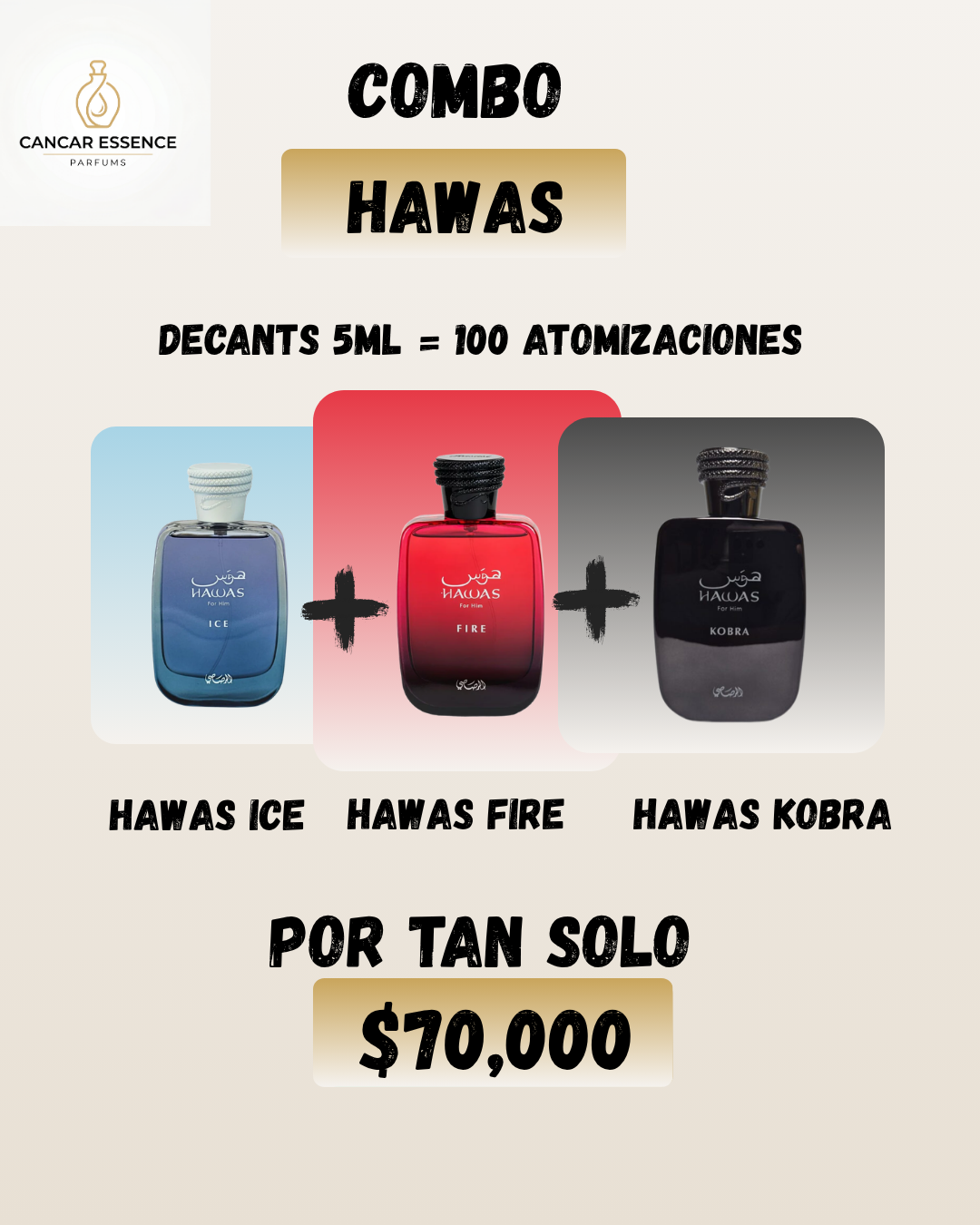 Combo hawas (Hawas Ice,Hawas Fire,Hawas Kobra) 5 ML