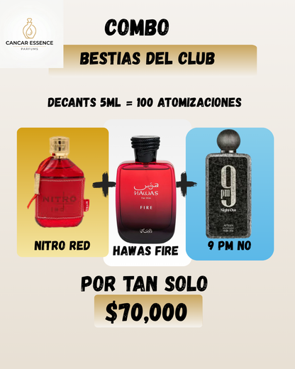 Bestias del club (Nitro red, 9pm Night Out , hawas fire) 5ml